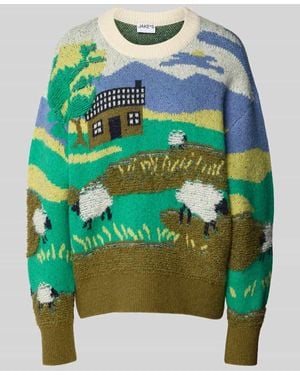 Jake*s Strickpullover im Allover-Look - Grün