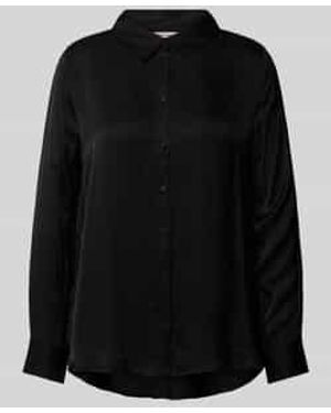 Street One Regular Fit Blouse Met Doorknoopsluiting - Zwart