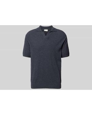 Closed Regular Fit Poloshirt in Strick-Optik - Blau