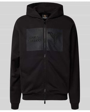 carlo colucci Sweatjacke mit Logo-Print und Zweiwege-Reißverschluss - Schwarz