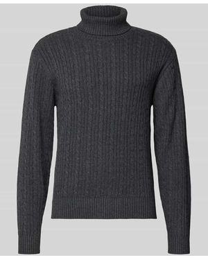 Redefined Rebel Rollkragenpullover mit Zopfmuster Modell 'JORDEN' - Blau