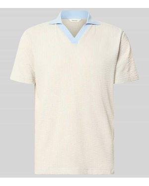 SELECTED Regular Fit Poloshirt in Seersucker-Optik Modell 'MARNI' - Natur