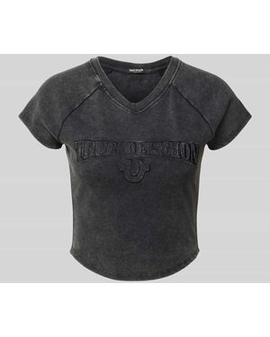 TRUE RELIGION Slim Fit Crop Top aus Baumwoll-Mix Modell 'ribbed baby' - Schwarz