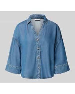 Freequent Boxy Fit Blouse Van Lyocell Model 'Milo' - Blauw
