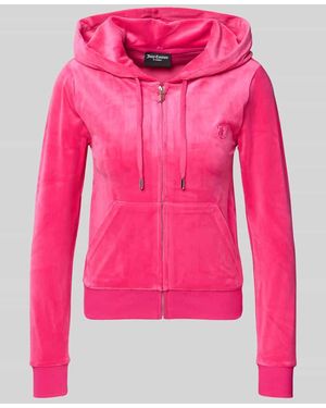 Juicy Couture Sweatjacke mit Label-Stitching Modell 'ROBERTSON' - Pink