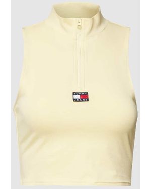 Tommy Hilfiger Cropped Tanktop Mit Troyer-Kragen - Natur