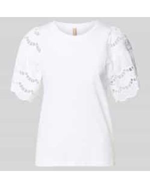 Soya Concept T-Shirt Met Ajourwerk Model 'Loraine' - Wit