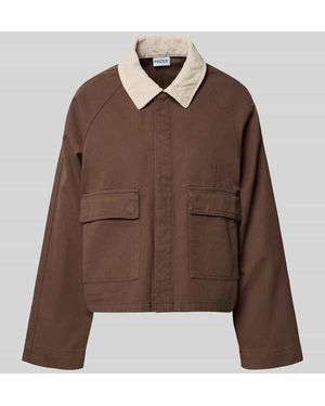 Pieces Regular Fit Jeansjacke aus reiner Baumwolle Modell 'BETT' - Braun