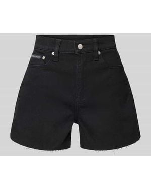 Calvin Klein Mom Fit Jeansshorts Mit Ausgefranstem Saum - Schwarz