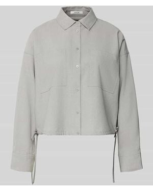 Opus Cropped Langarmbluse mit Tunnelzugabschluss Modell 'Felanga' - Grau