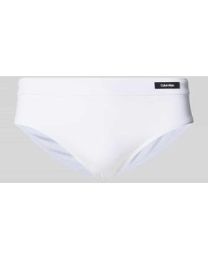 Calvin Klein Badehose mit Label-Patch - Weiß