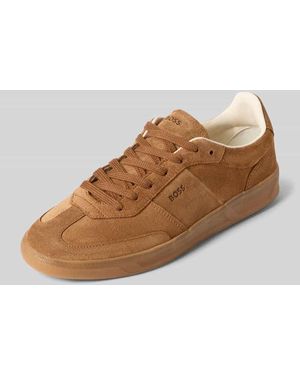 BOSS Low Top Sneaker aus echtem Rindsleder Modell 'BRENTA_TENN_FULLSD' - Braun