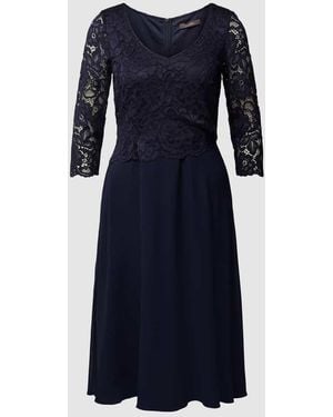 Vera Mont Knielanges Cocktailkleid mit 3/4-Arm - Blau