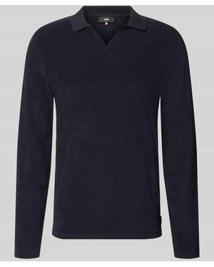 Cinque Longsleeve mit Polokragen und V-Ausschnitt Modell 'BOLL' - Blau