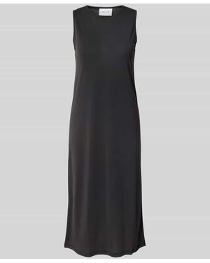 Vila Midikleid mit Rundhalsausschnitt Modell 'MODALA' - Schwarz