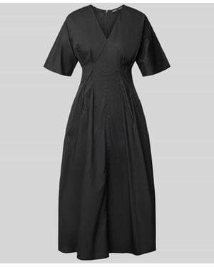 Mango Midikleid aus Baumwoll-Lyocell-Mix Modell 'WORK' - Schwarz