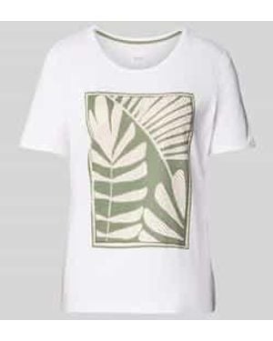 Ouí T-Shirt Met Geribde Ronde Hals - Grijs