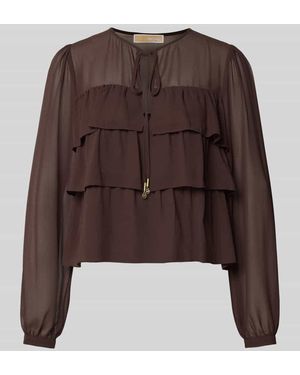 MICHAEL Michael Kors Regular Fit Bluse im Stufen-Look - Braun