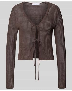 Mango Strickjacke mit Vorderseite zum Binden Modell 'GERANIO' - Braun