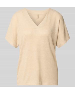 Soya Concept Strickshirt mit V-Ausschnitt Modell 'Delia' - Natur