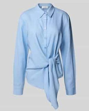 Guido Maria Kretschmer Slim Fit Linnen Blouse Met Knoopdetail, Model 'Mathilda' - Blauw
