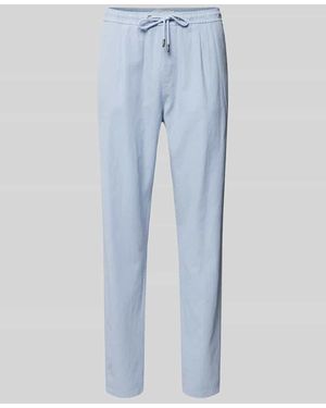 COLOURS & SONS Cropped Chino aus Leinen mit elastischem Bund - Blau