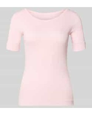 Marc Cain T-Shirt Met Ronde Hals En Labeldetail - Roze