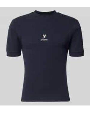 Prohibited Slim Fit T-Shirt Met Labelstitching - Blauw