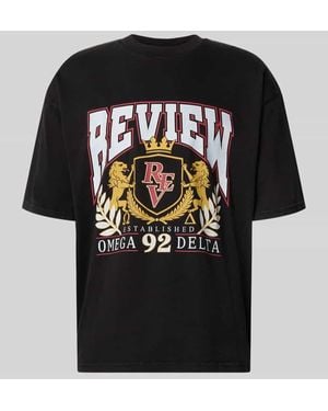Review T-Shirt mit Label-Print und Rundhalsausschnitt - Schwarz
