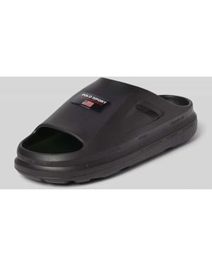 Polo Ralph Lauren Slides aus Leder-Mix - Grau