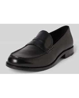 BOSS Loafers Van Glad Leer Met Penny Loafers - Zwart