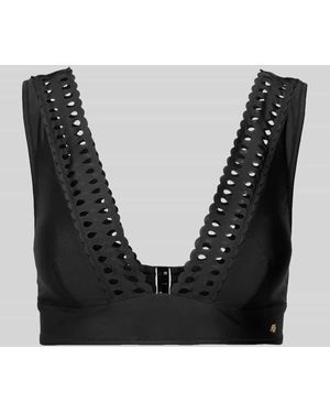 BOSS Bikini-Oberteil mit Wellensaum Modell 'EYELET' - Schwarz