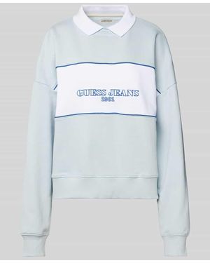 Guess Sweatshirt mit Polokragen - Blau
