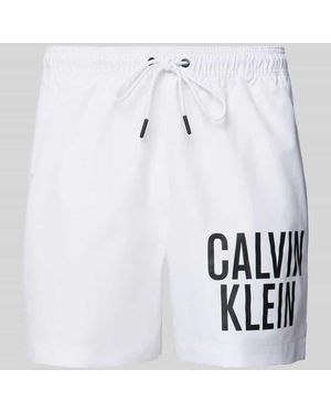 Calvin Klein Badehose Mit Label-Print - Weiß
