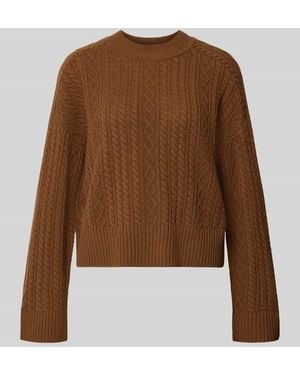 Windsor. Strickpullover aus Lanawolle mit Zopfmuster - Braun