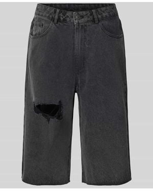 Karo Kauer Jeansshorts im Destroyed-Look - Schwarz