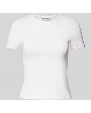 Weekday Slim Fit T-Shirt mit Rundhalsausschnitt - Weiß