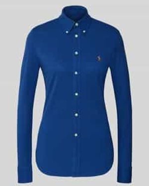 Polo Ralph Lauren Slim Fit Blouse Met Button-Downkraag - Blauw