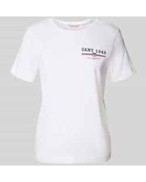 GANT Regular Fit T-Shirt Van Puur Katoen Met Logoprint - Wit