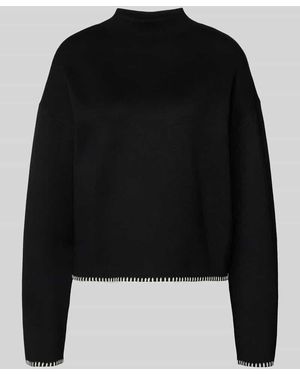 Jake*s Strickpullover aus Viskose-Mix mit Stehkragen - Schwarz