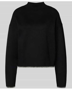 Jake*s Strickpullover aus Viskose-Mix mit Stehkragen - Schwarz
