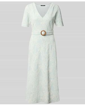 Zero Midikleid mit V-Ausschnitt und Gürtel - Weiß