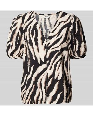 Object Bluse aus Viskose-Mix mit Allover-Muster - Schwarz