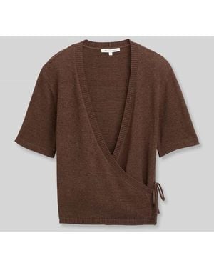 Tom Tailor Regular Fit Strickjacke mit Bindeband - Braun