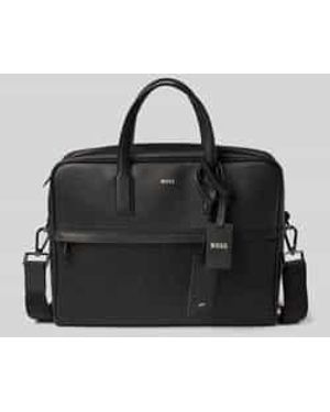 BOSS Laptoptas Van Echt Runderleer, Model 'Zair' - Zwart
