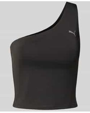 PUMA Tanktop Met One Shoulder-Band En Logoprint - Zwart