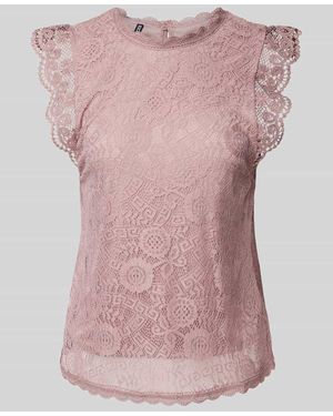 Pieces Regular Fit Top Mit Spitzenbesatz Modell 'Colline' - Pink