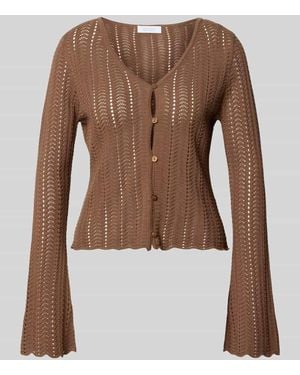 Rich & Royal Cardigan mit V-Ausschnitt und Knopfleiste - Braun