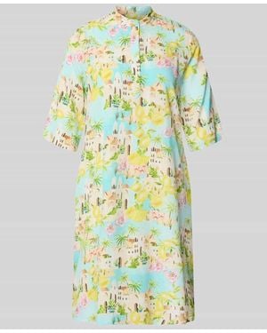 Emily Van Den Bergh Knielanges Kleid aus Viskose mit 3/4-Arm - Mehrfarbig