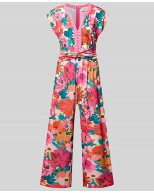 ROBE LÉGÈRE Jumpsuit im Allover-Look mit Knotendetail - Weiß